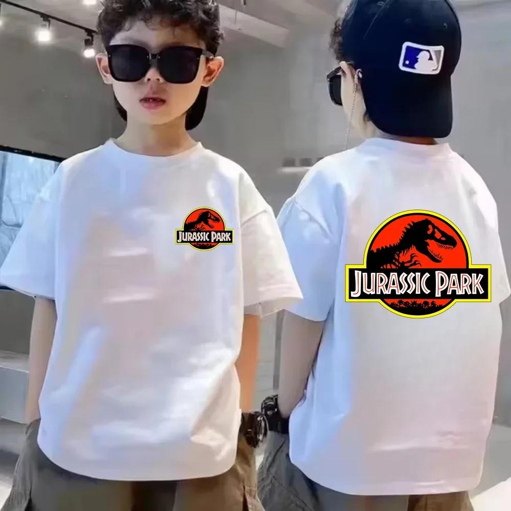 Childrens Summer Cotton TShirt Jurassic World Park Dinosaur Cartoon Print Casual TShirt Cool and Breathable Outdoor Style 100