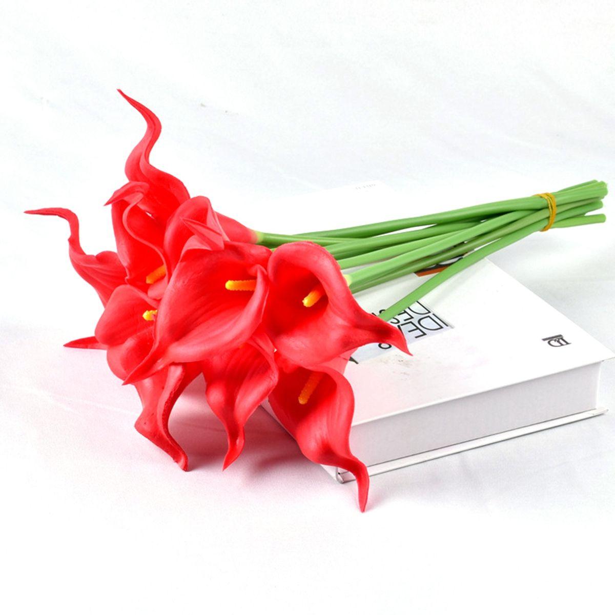 

Дом Сделай сам Свадьба Реалистичные Элегантные Шелковые Растения Букет Искусственные Каллы Поддельные Цветы красный