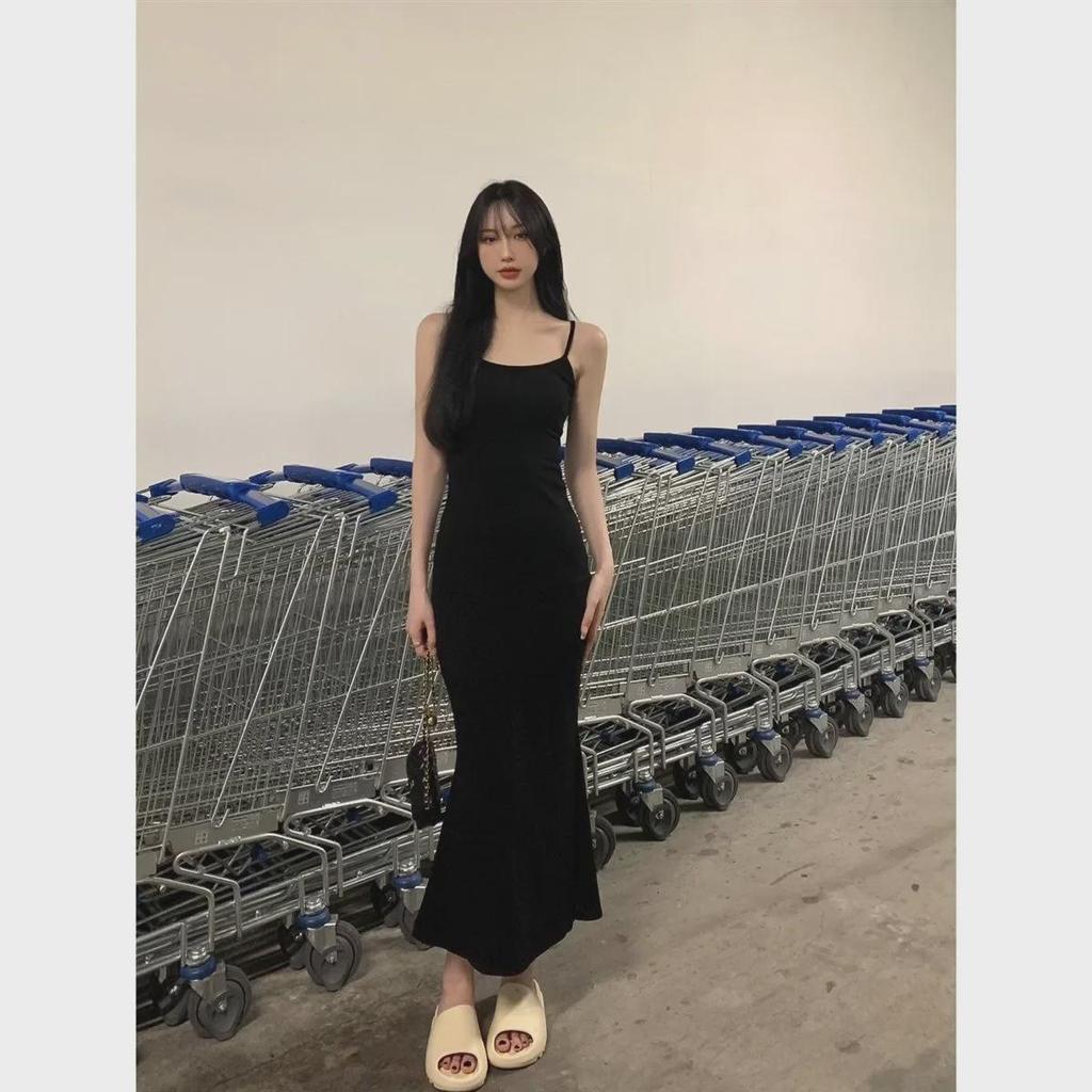 2025 Summer Fishtail Suspender Dress - Sleeveless, Backless, Pure Temperament