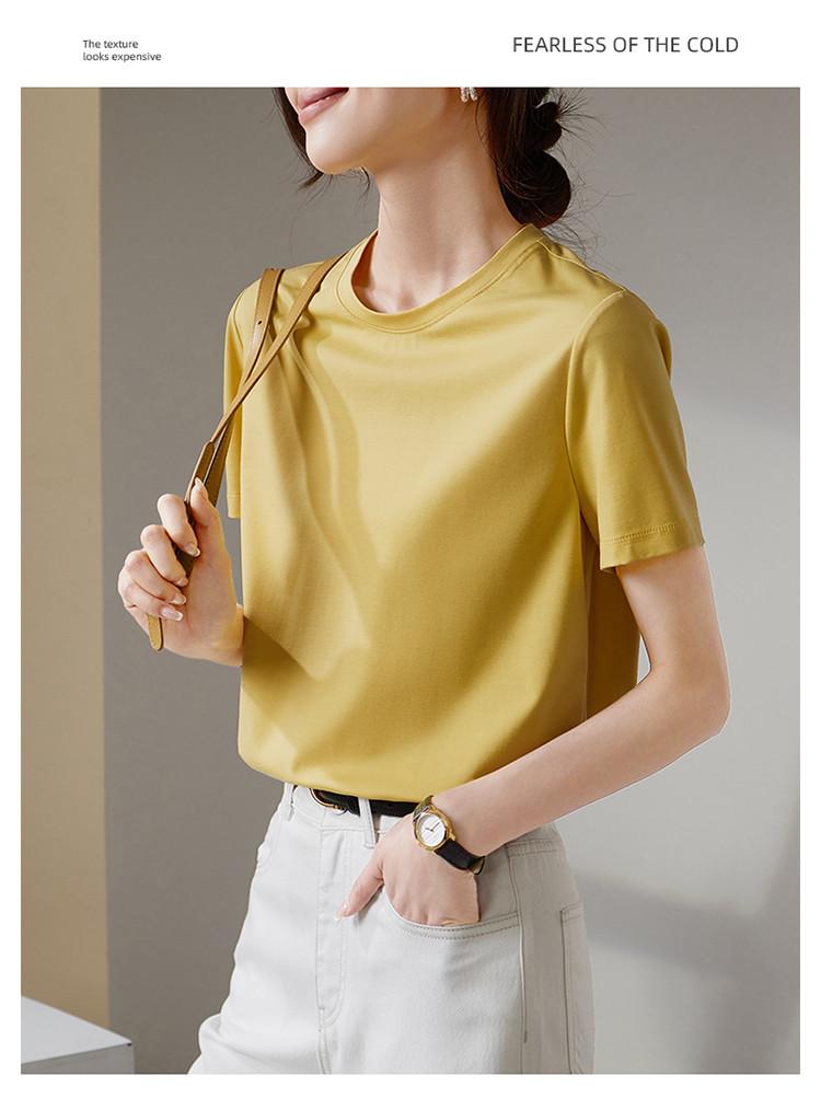 Simple Basic Round Neck Short Sleeved T-shirt for Women In Summer 2025, Fashionable and Versatile Casual Solid Color Top
