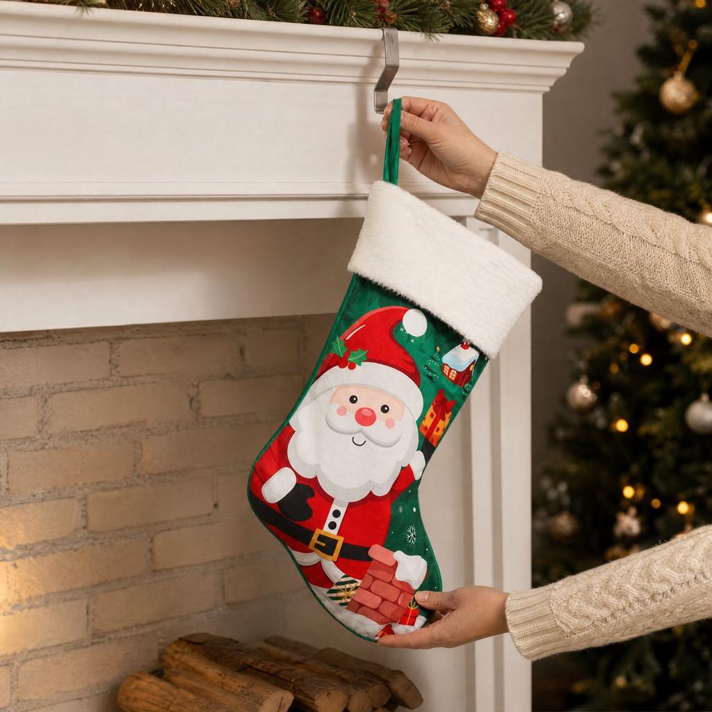 Christmas Stocking Hanging Ornament for Fireplace Holiday Party Decoration