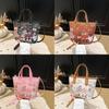 Große Eimer-Tasche aus PU für Damen mit Cartoon-Graffiti-Design, lässiger Streetstyle
