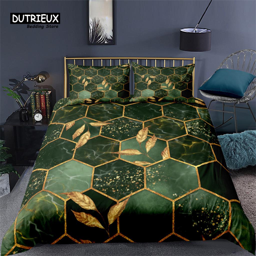 Soft Geometric Bedding Set King Queen Size Microfiber Honeycomb Pattern 3D Print Duvet Cover With Pillowcases Bedroom Decorative