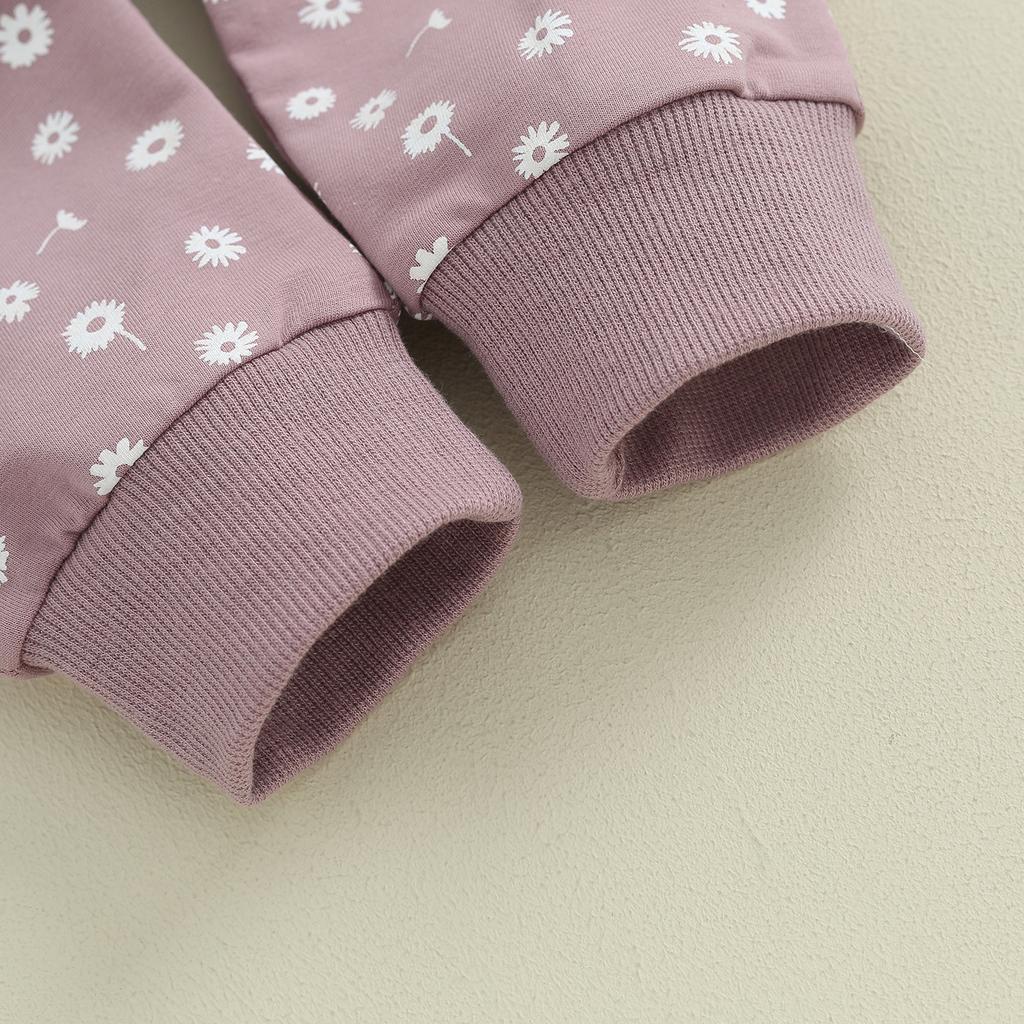 Baby Girls Outfit, Flower Print Long Sleeve Crew Neck Sweatshirt Sweatpants Headband Fall Outfit