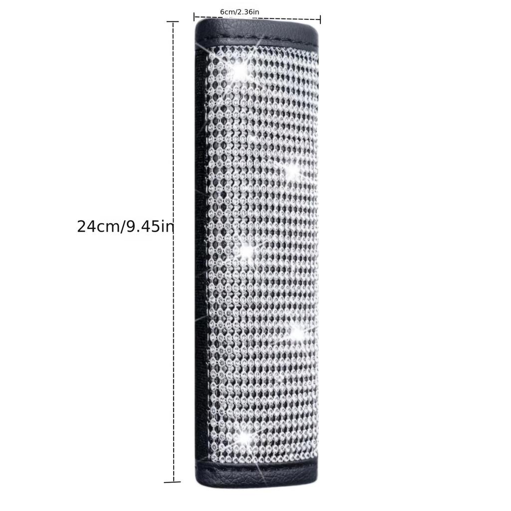 2PCS Car Diamond Shoulder Cover, Safety Belt Cover, Car Interior, Car Use, Sparkling Diamond Water Diamond Belt