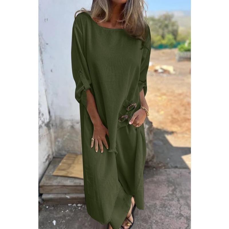 Spring and Summer Metal Buckle Loose Irregular Robe