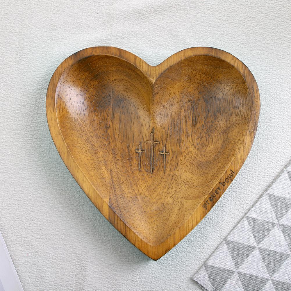 Herz Gebetsschale Holz Handgefertigt Gebetsschale 12 Gebetskarten Gebetsteigschale für Religiöse Heimdekoration und Andachtsgeschenke