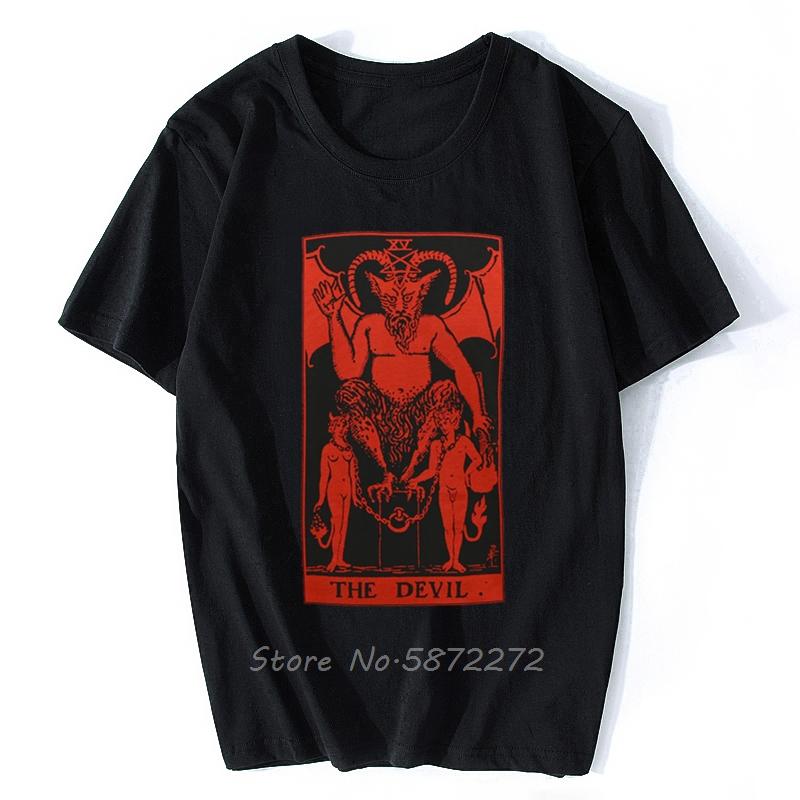 

IMPACT ORIGINAL The Devil Tarot Card Slim-Fit T-Shirt NEW Letter Print Top Tee Printed Men T Shirt Cotton Clothes O-neck Tshi... 5XL