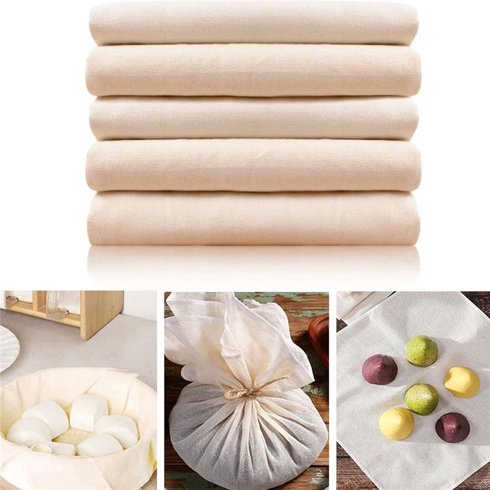 5 Pieces Cheese Filter Cloth – Unbleached Pure Cotton, Reusable, 50x50 Cm – For Filtering Milk, Juice, Yogurt, Nut Milk, Kombucha