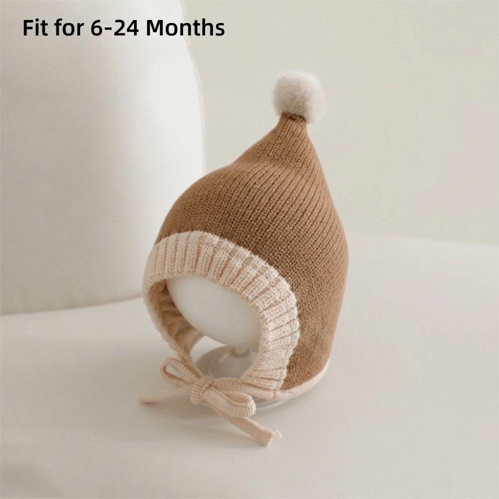 Cute Pompom Knitted Hat Thickened Toddler Beanie Fashion Ear Flap Hat Outdoor Play