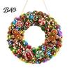 Festive Door Hanging Ornament DIY Acrylic Christmas Faux Pearl Art Kit, Lighted Wreath 3D Beaded Craft Mantelpiece Kit with LED String Light, Beginner