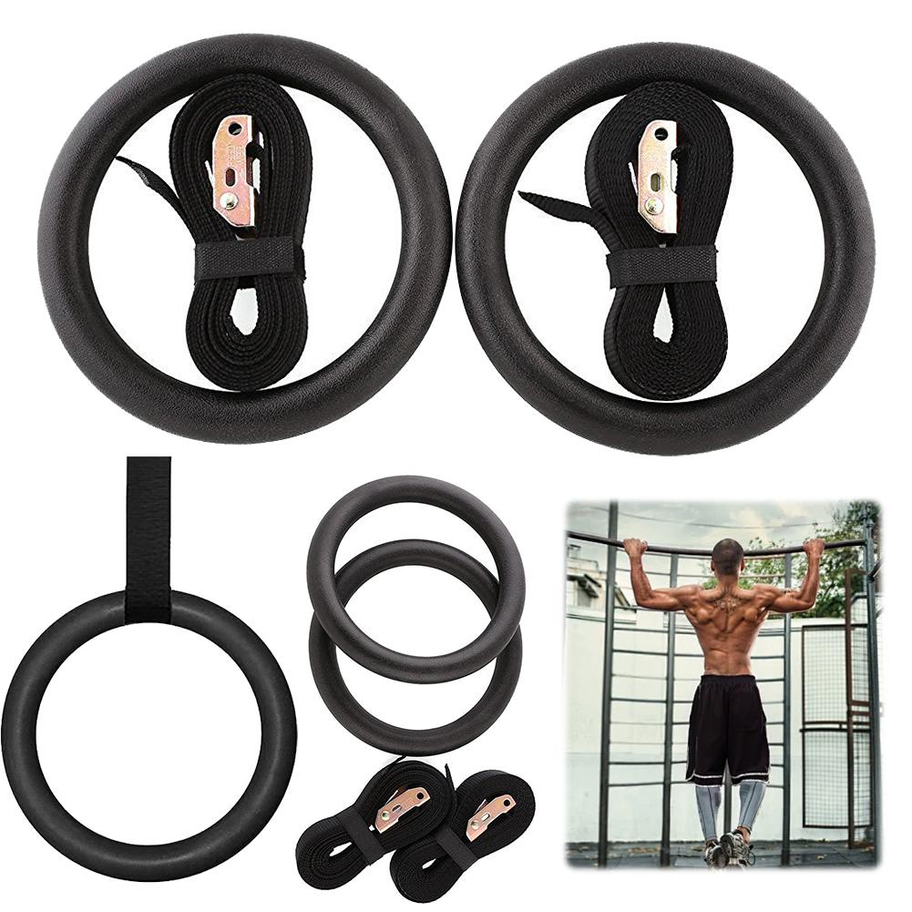 2Pcs Gymnastics Rings Pull-up Rings Heavy Duty Pull-up Training Ring Adjustable Strap Exercise Ring for Full Body Workout
