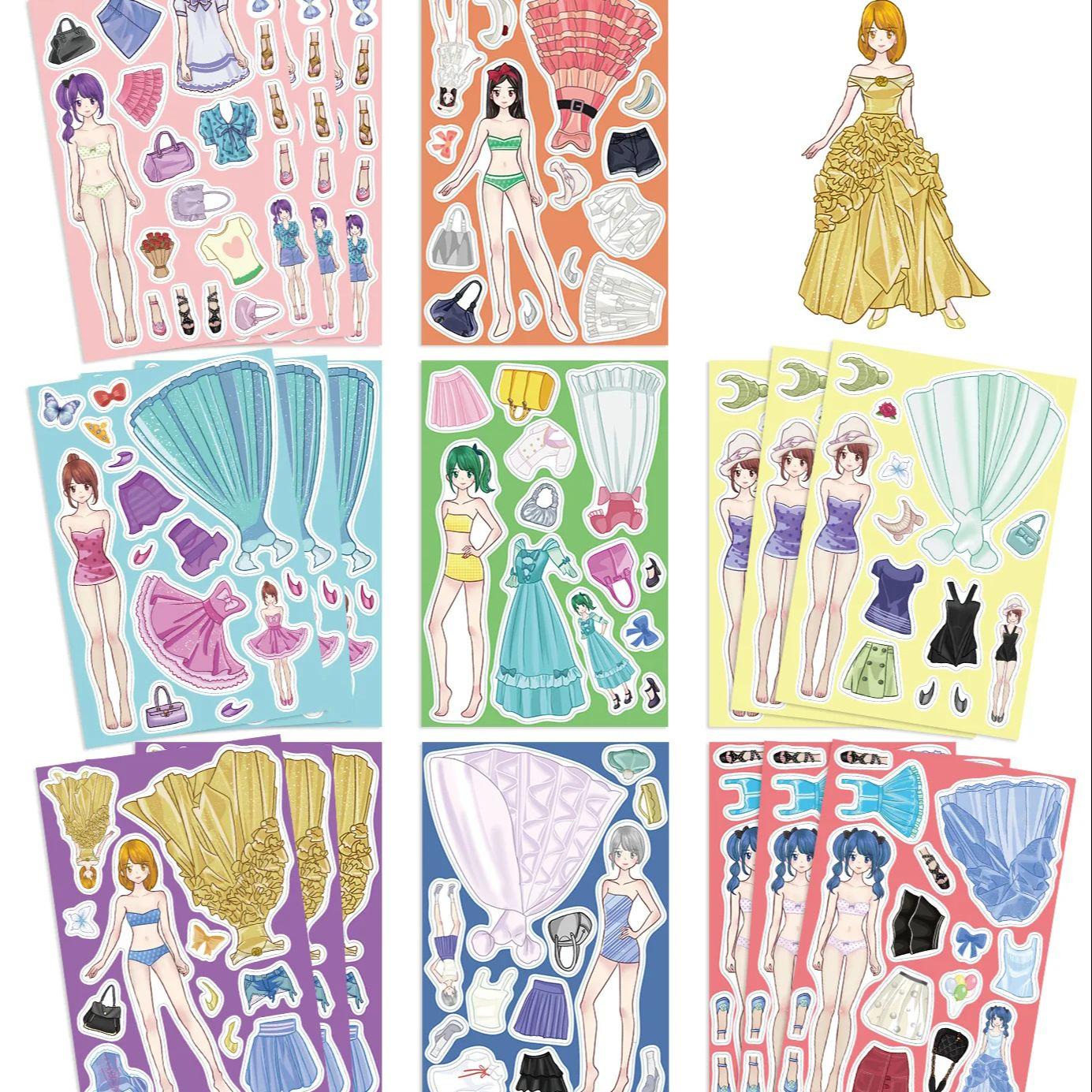 8 листов наклеек-пазлов для сборки костюма принцессы, мультяшная серия, сделай сам, наклейки для телефона, ноутбука, багажа, скейтборда, забавный подарок