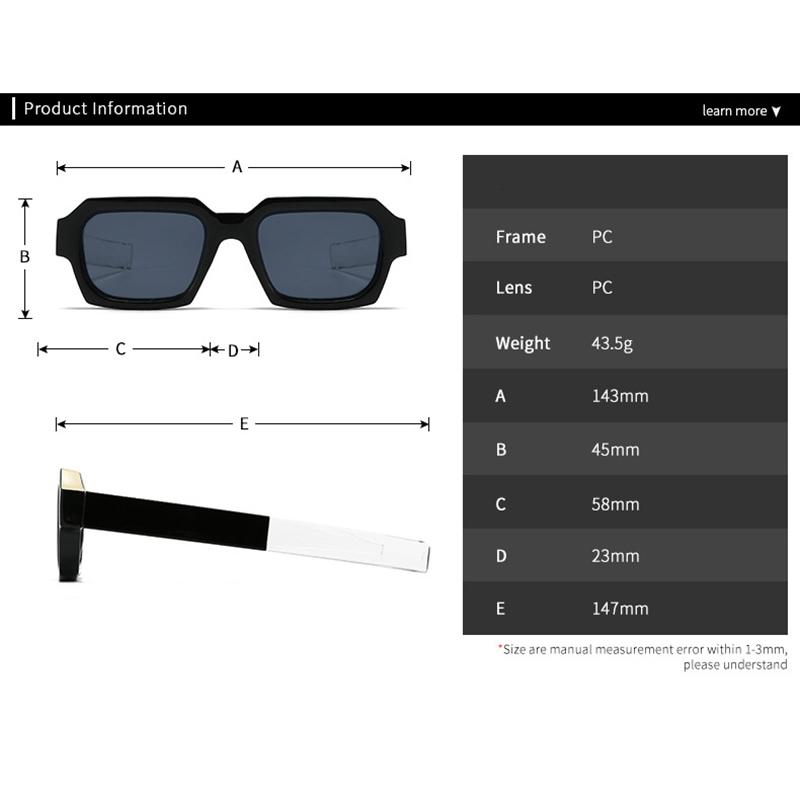 Classic Brand Designer Square Sunglasses Women For Men Luxury Vintage Trendy Sun Glasses Popular Double Color Punk Driving Shade