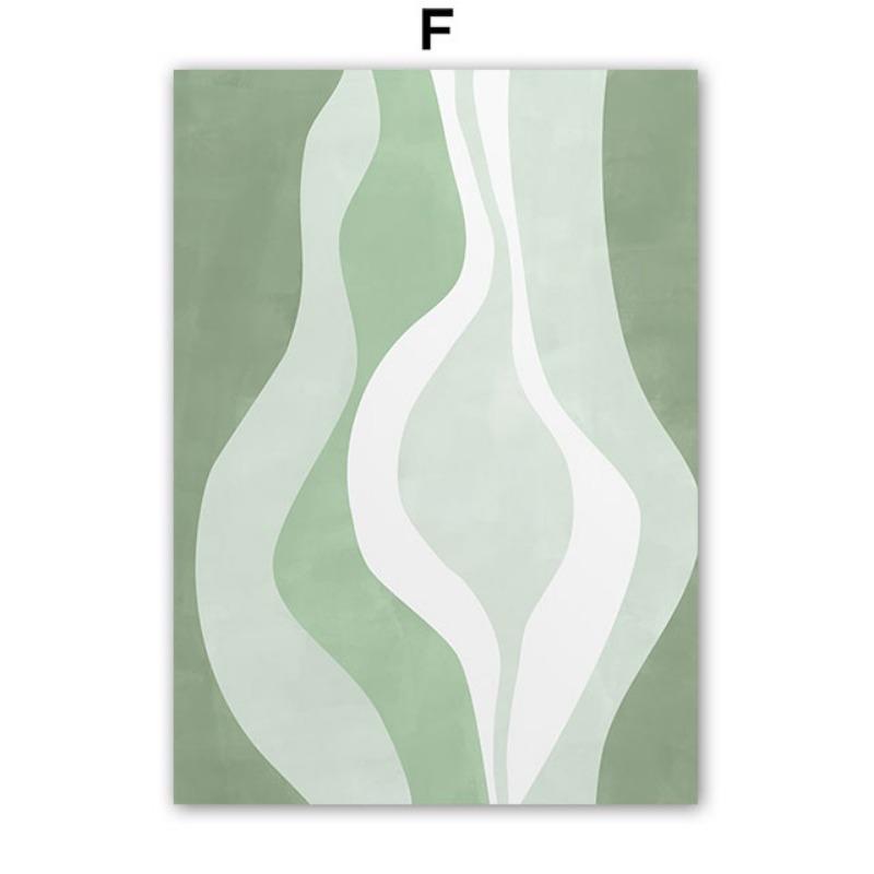 Boho Green Sun Lines Rainbow Leaves Geometry Abstract Posters Prints Wall Art Canvas Painting Pictures For Living Room Bar Decor