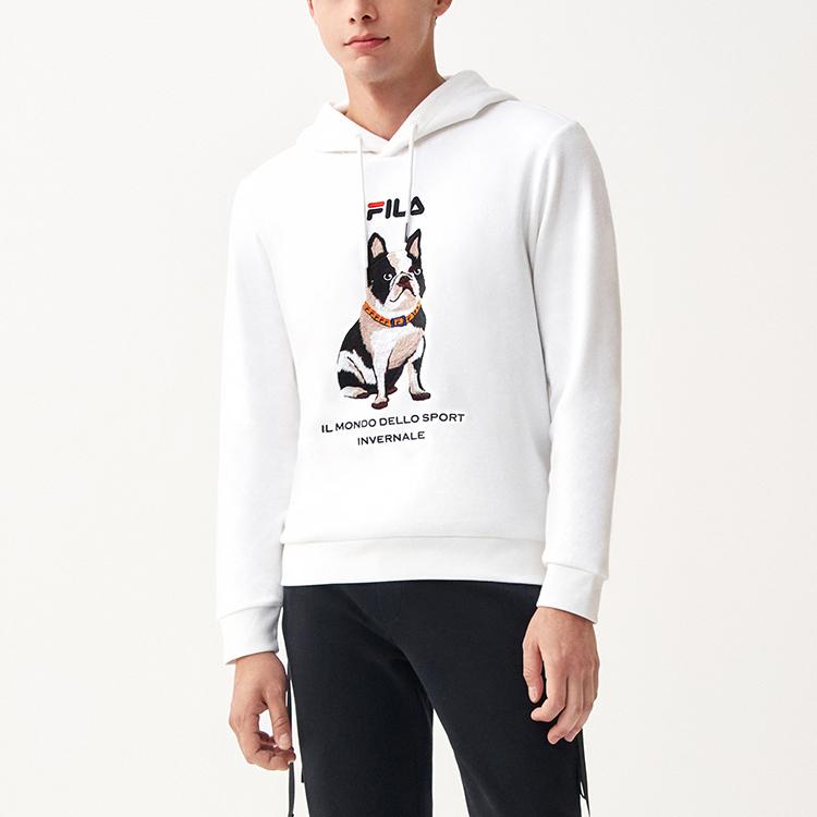 Fila Frenchie Alphabet Embroidery Sports Hoodie Men Hoodie White F51M048216A-WT