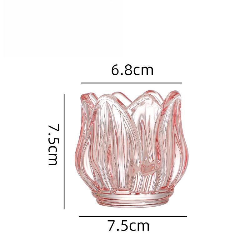 Glass Tulip Candle Cup, Atmosphere Decoration, Photo Prop, Candlestick, Lotus-shaped Candlestick, Candle Utensils