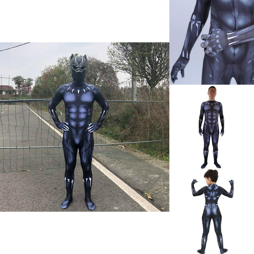 Prémiový kvalitný cosplay overal Black Panther superhrdina pre dospelých a deti