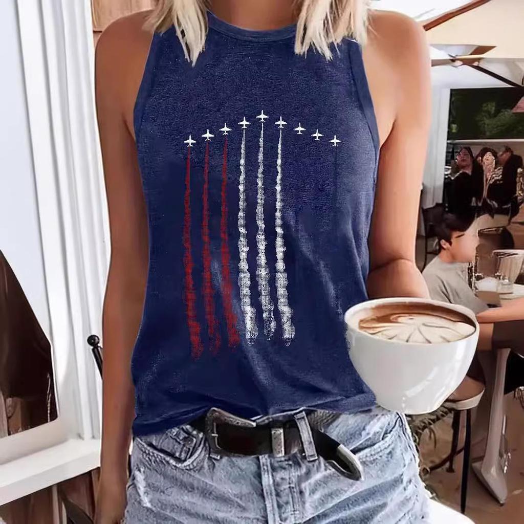 Unabhängigkeitstag Ärmelloses Rundhals-Pullover-Top für Damen