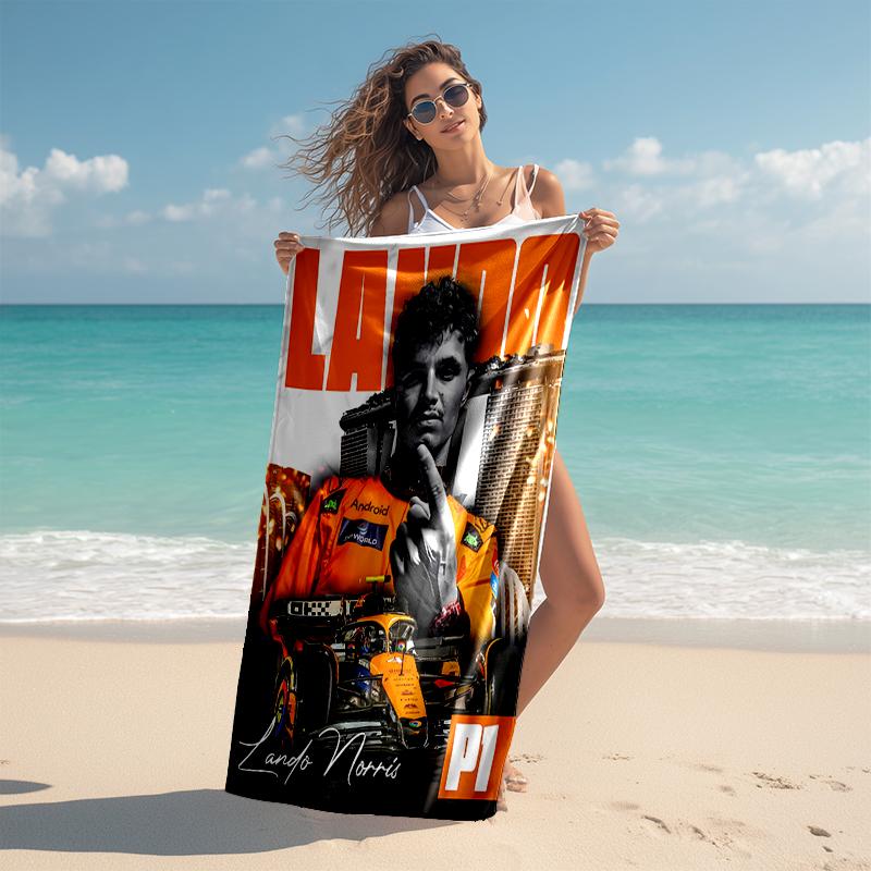 1pc Landos Norris Racing4 Beach Towel, Comfortable and Thick, and Swimming/Bath/Picnic/Camping Towel, Suitable for Seaside Beaches