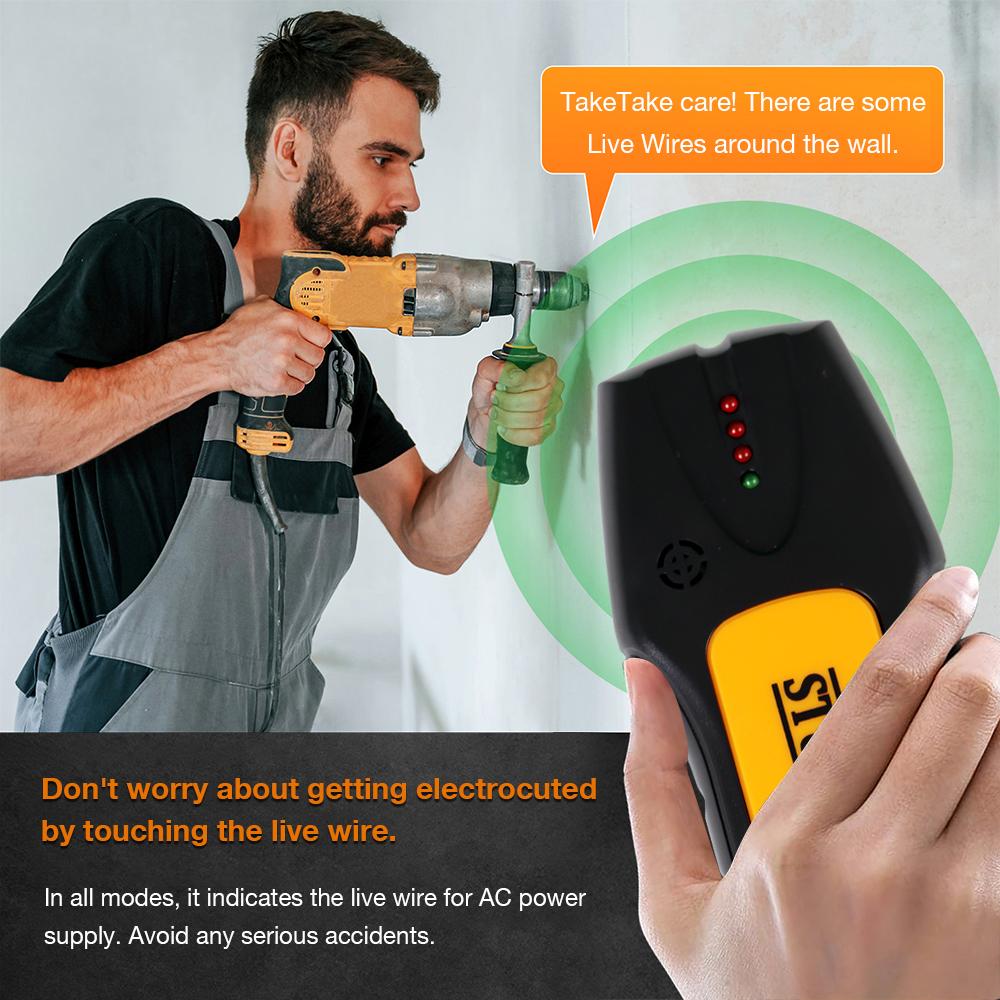 Handheld Metal Detector Underground Depth 19mm Scanner Search Stud Finder Wood AC Live Wires Finder Electric Wall Metal Detector