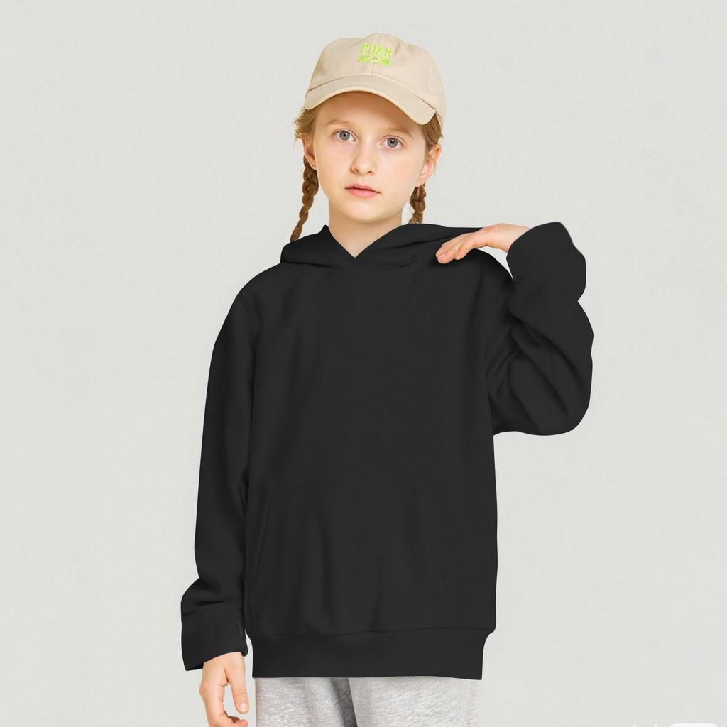Kids Hooded Pullover Sweatshirt - Color Loose Fit Casual Top for Boys and Girls