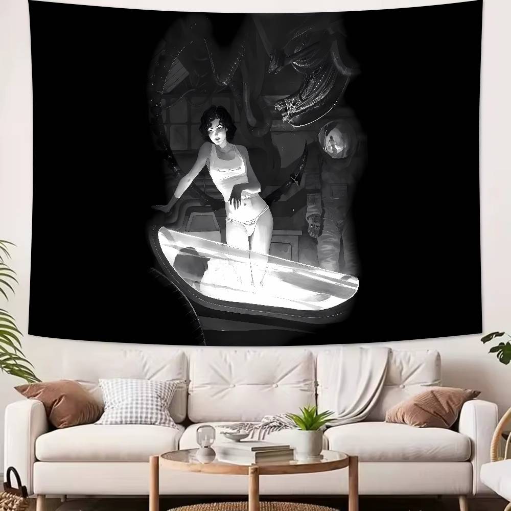Science Fiction Horror Movie Alien Tapestry Decoration Bedroom Dormitory Background Cloth Holiday Home Living Room Club Tapestry