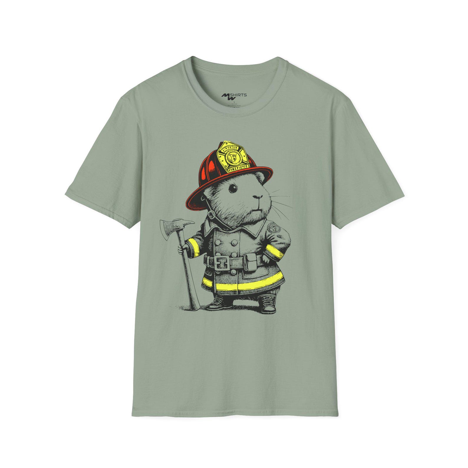 Vintage Guinea Pig Firefighter T-Shirt: Animal Lover Gift M