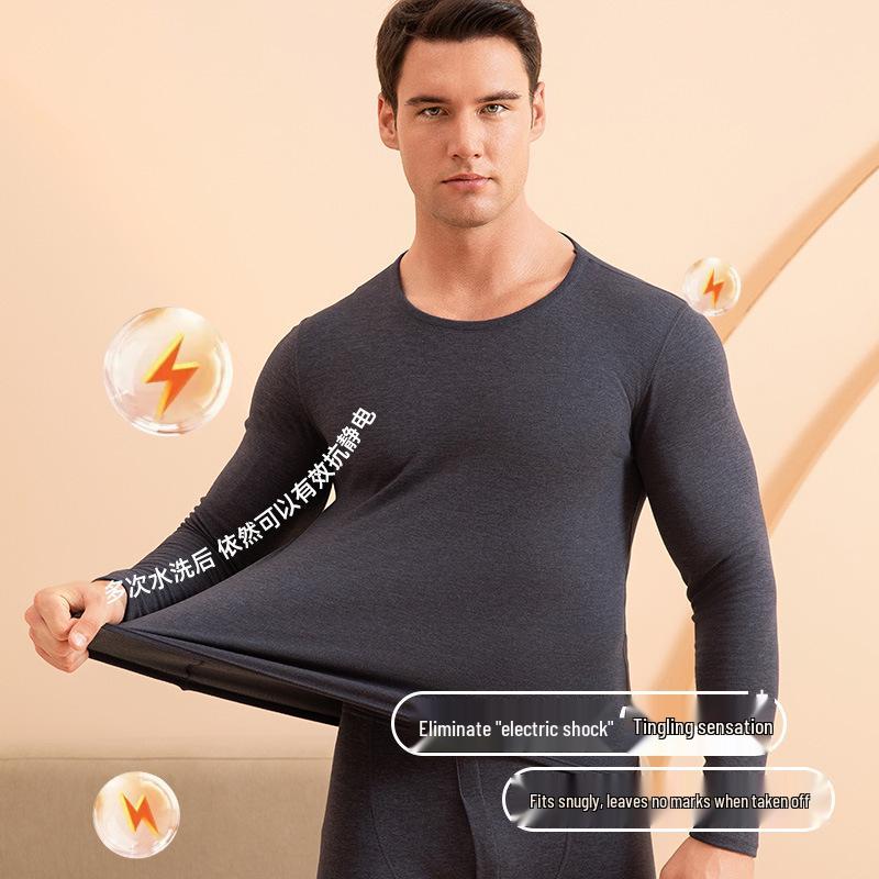 Men's and Women's Cashmere Silk Fleece-Lined Seamless Underwear Set for Autumn/Winter - Includes Base Layer Top and Pants