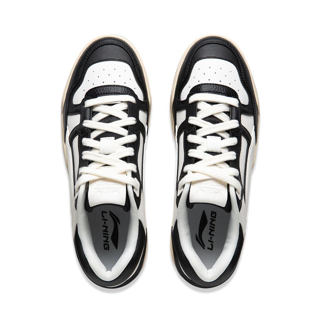 New LiNing Moon White 2.0 Anti Slip And Wear Resistant Breathable Low Top Skateboard Shoes Men's White Black AGCU275-3