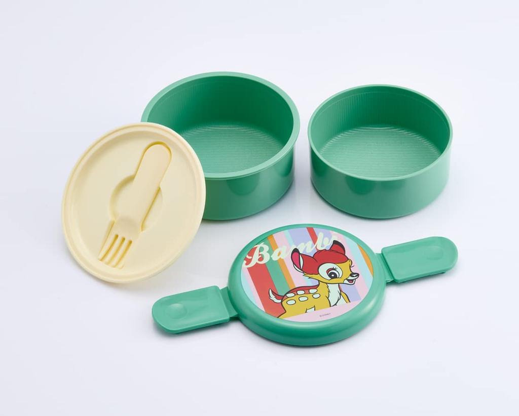 Skater Bento Rice Ball Made In Disney Retro Bambi Box, 500ml, Two-Tier, Round, Case, Antibacterial, Japan, Design, ONWR1AG-A