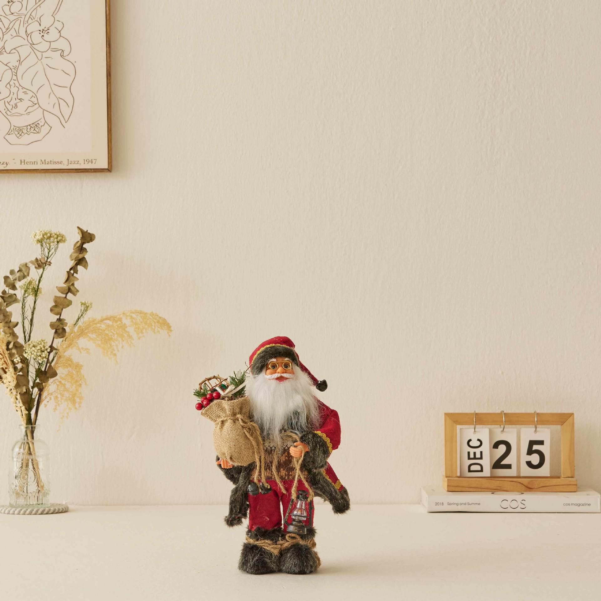 Red Burlap Knit Santa Claus Standing Figurine Christmas Ornament 60 cm
