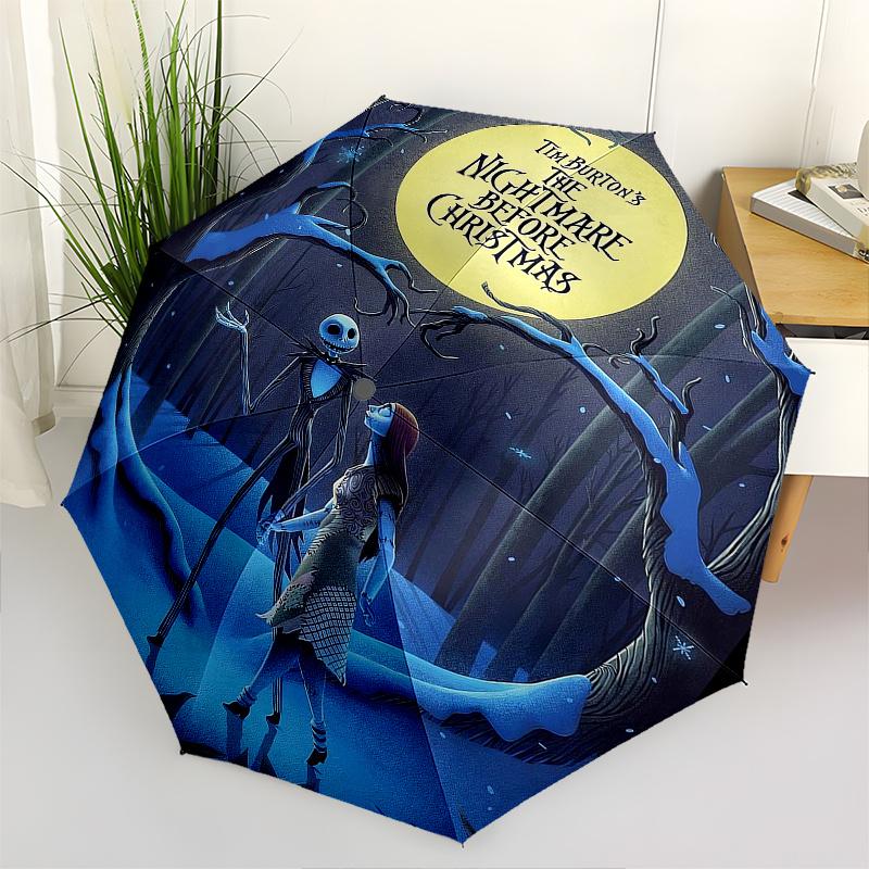 

Jack Skellington,Sally Themed Automatic Opening and Closing Folding Umbrella, Reinforced 8 Ribs, Compact Travel Design, Fashionable Folding