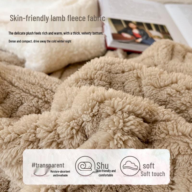Warm Lambswool Winter Blanket - Double-Sided Shawl for Office, Sofa, or Nap Time