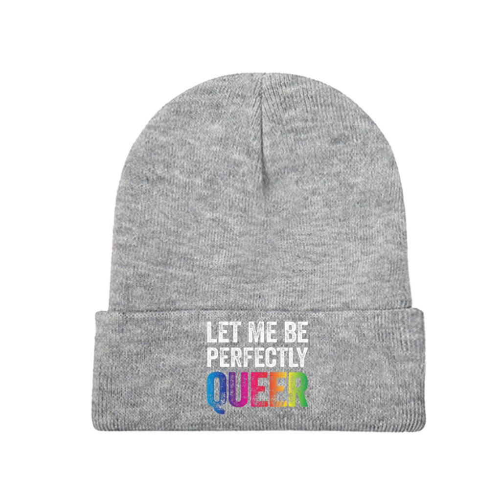 Let Me Be Perfectly Queer Gay Pun LGBT Lesbian Gay Bisexual Transgender Knitted Hat for Women Unisex Beanies Winter Hats Melon Cap