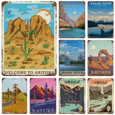 Arizona Doğal Manzara Metal Tabela Metal Plak Poster Vintage Duvar Plakası Bar Kulübü Duvar Dekoru Retro Ev Dekoru'na Hoş Geldiniz