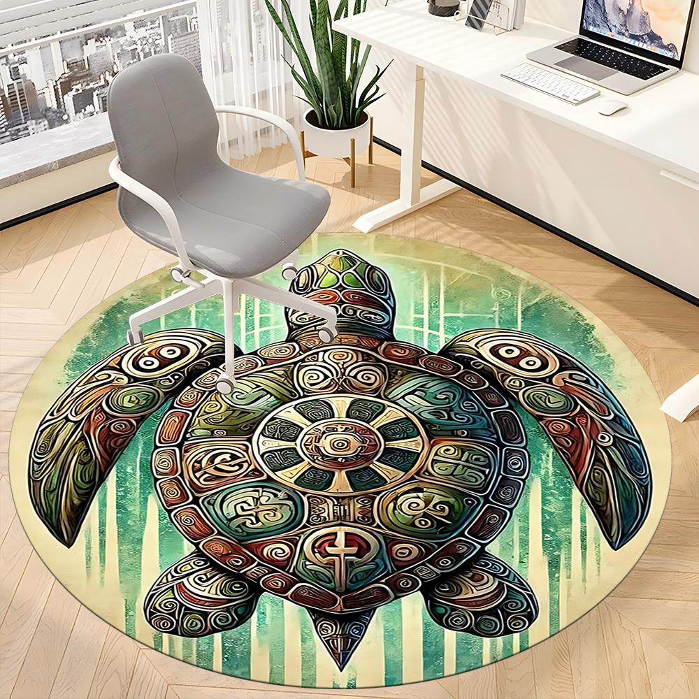 1pc Turtle Artwork Chair Carpet for Office Non-Slip, Machine Washable Rug for Office, Room - Holiday Decor, Machine Made Yy251016106