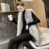 Autumn and winter new imitation mink vest women's medium and long imitation fur slim-fit fluff vest fashion coat