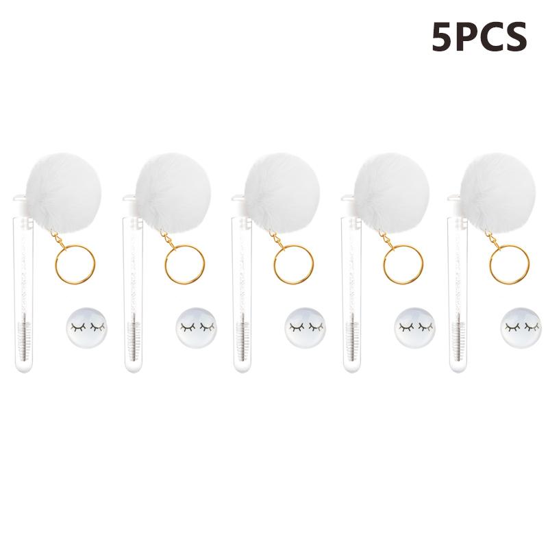 Eyelash Brush Tube With Pompom Lash Extension Makeup Brush Dustproof Eyebrow Comb Beauty Tools