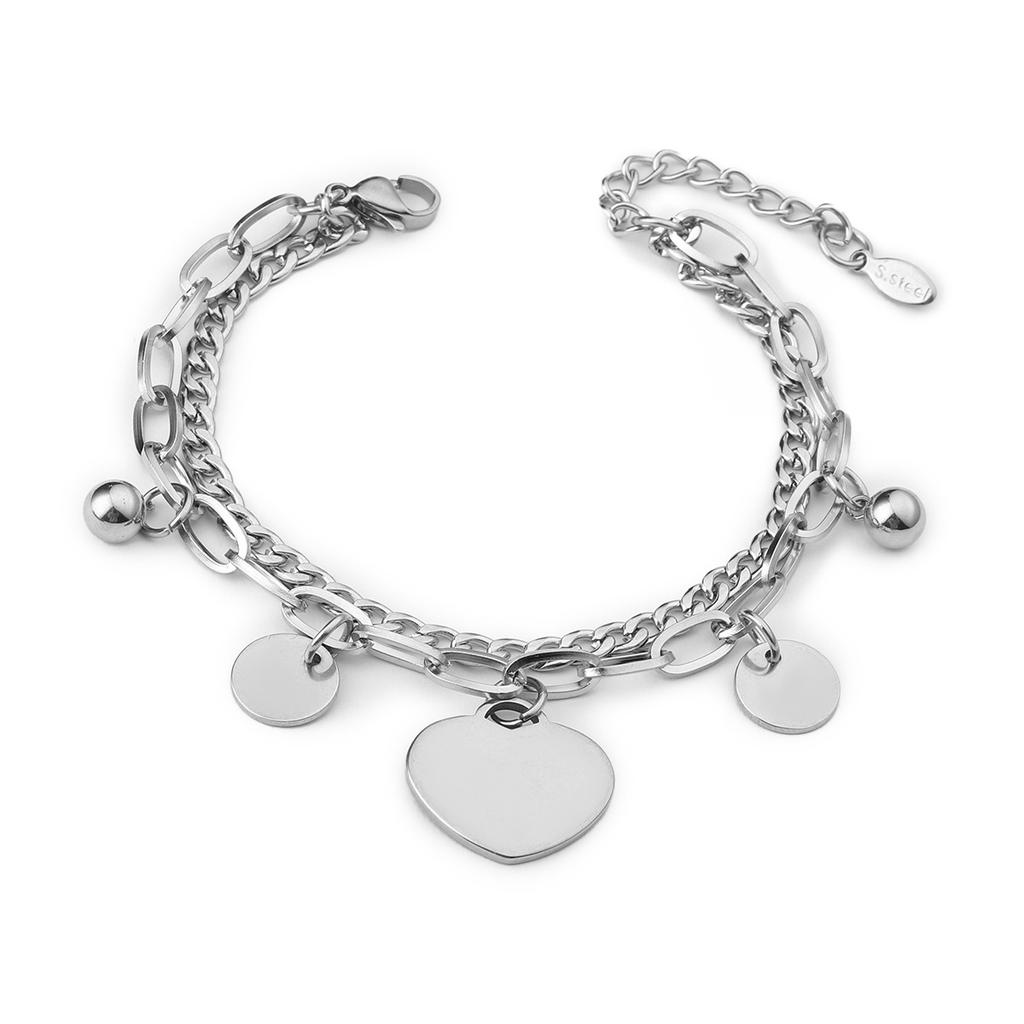 European and American simple personalized bell double-layer titanium steel bracelet spot men and women couple jewelry women's trend fashion jewelry