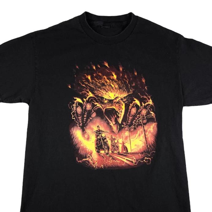 

Vintage Fire Eagle Biker T Shirt Mens Size Large 90s Y2K Croixland Leather Works 3XL