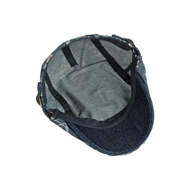 Embroidery Beret Newsboy Caps for Men Women's British Vintage Washed Denim Cap Casual Forward Cap Gatsby Painters Hats Boina