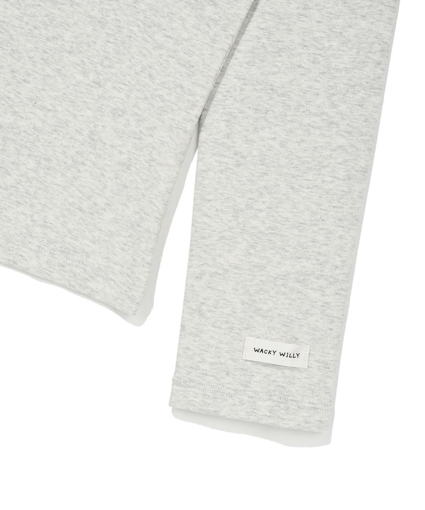 WACKY WILLY Women'S Basic Cotton Long Sleeve Light Grey