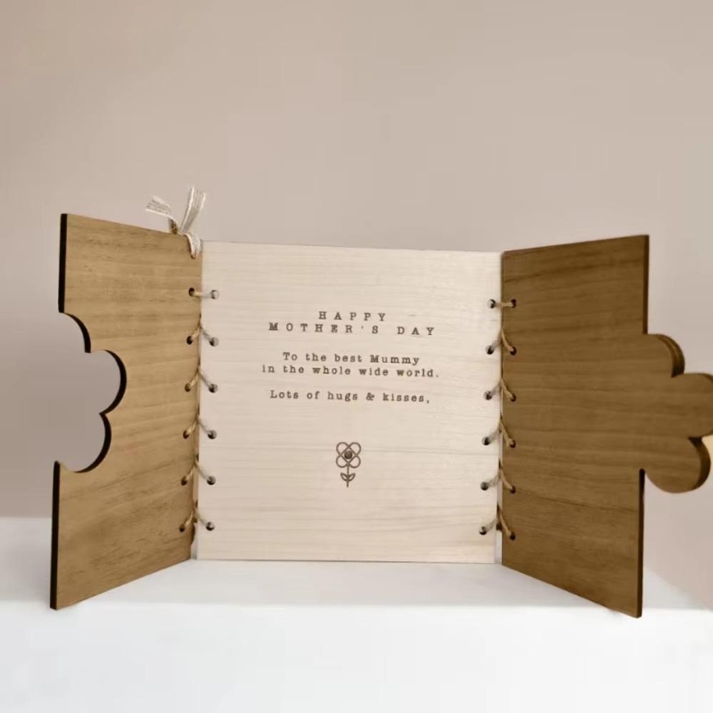 Funny Flower Wooden Greeting Card Romantic Floral Birthday Card  Thanksgiving Days