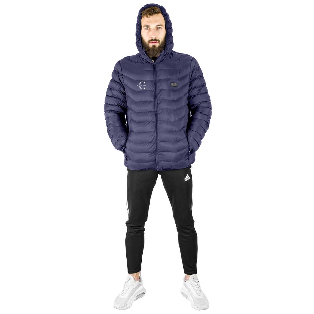 USB heated jacket for women and men, winter quilted, warm, plus size xl, navy blue, size M