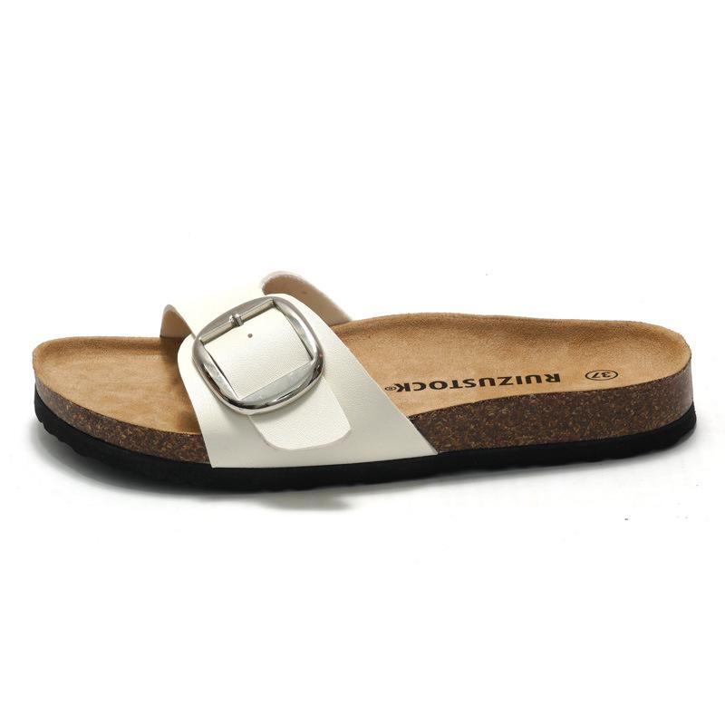 Ruizu Dámské letní korkové pantofle Trendy ležérní plážové sandály