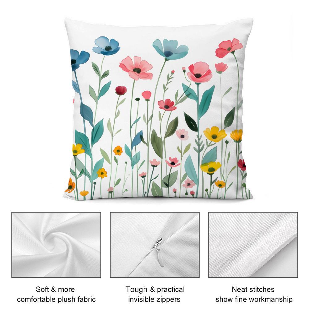 Spring Flowers boho Cushion Cover Soft Plush Fabric DoubleSided Printed Cushion Covers for All Seasons Modern HomeDecor Gift
