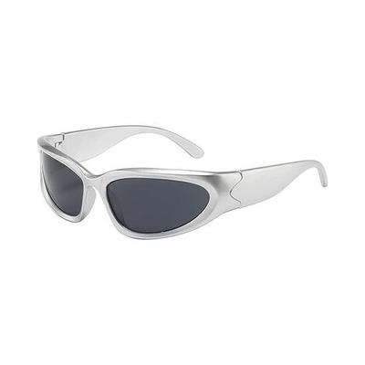 4Prahlerische Futuristisch Serie Wraparound Y2K Sonnenbrille für Männer & Frauen | UV-Schutz | Vollrand Trendige & Stilvolle Tönungen | Einheitsgröße