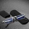 Metal Folding Reading Glasses Portable Ultra Light Anti Blue Light Lens Presbyopia Glasses Men's Rectangular Eyeglasses Eyewears