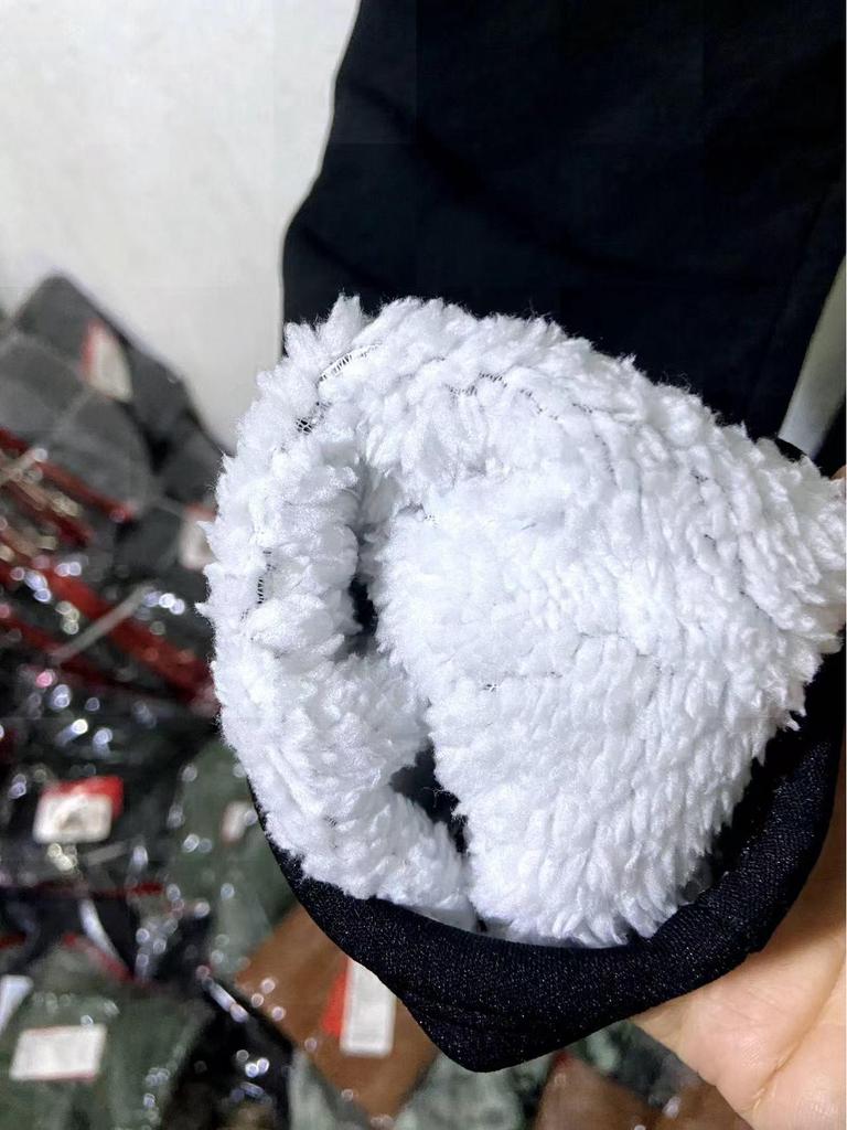 High-Waisted Warm Brown Leggings with Faux Leather Accent and Lamb Wool Lining